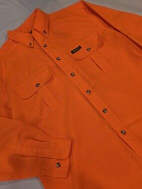 Remington Shirt Mens LARGE Orange Utility High Visibility Hunting Shooting Safe